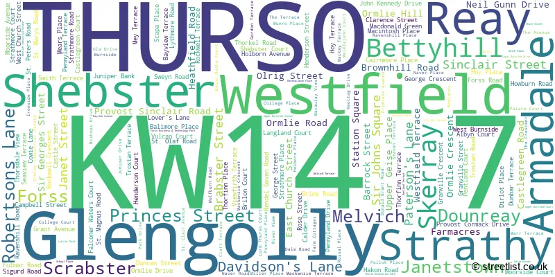 A word cloud for the KW14 7 postcode